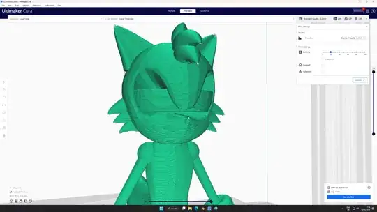 Screenshot of a Cura's Preview of a 3D model