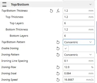 Top/Bottom settings Top/Bottom settings