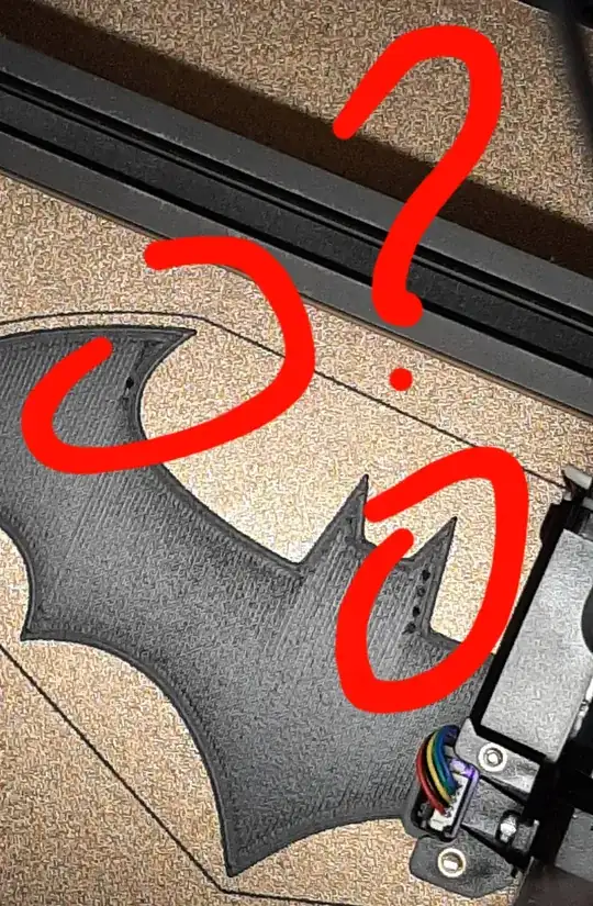 Photo of first few layers with printing errors highlighted in red