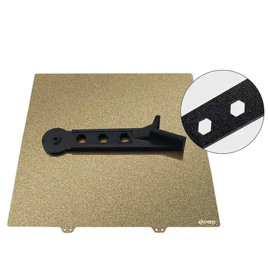 Photo of a coated PEI build plate with a printed model Photo of a coated PEI build plate with a printed model