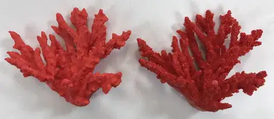 3D printed coral (left) vs resin molded coral (right)