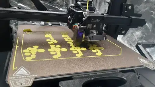Photo of a series of models on the buildplate with only the second, third and fourth sets printing reliably Photo of a series of models on the buildplate with only the second, third and fourth sets printing reliably