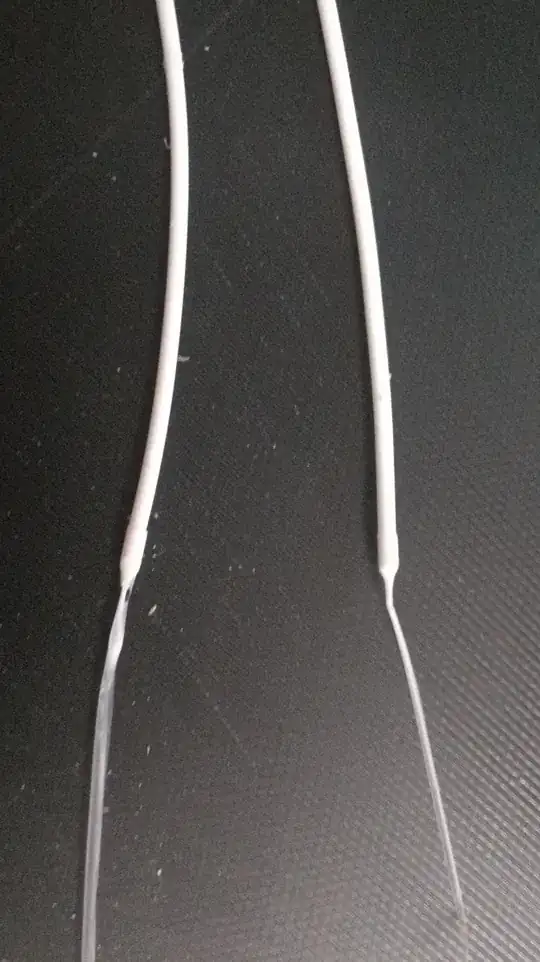 Filament pulled out of the extruder