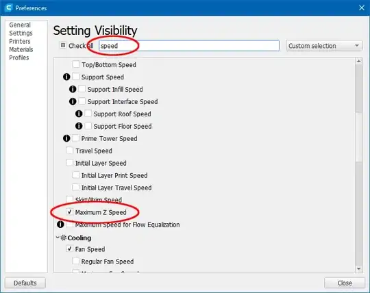 Configure setting visibility dialog