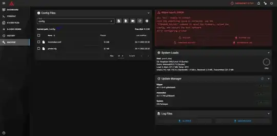 Screenshot of the Mainsail Config files dialog
