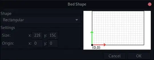 screenshot of the bed shape graphical user interface