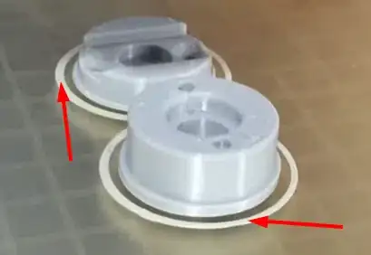 finished print on print bed, with outlines annotated