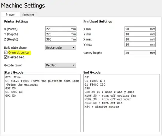 CURA settings - Printer