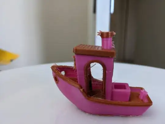 Another dual-colour Benchy with printing errors
