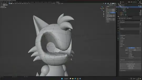Screenshot of the same 3D model in Blender with modifications