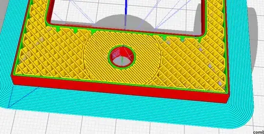 Detail of sliced bracket showing local infill percentage