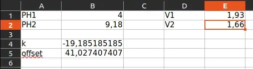 Excel sheet with offset calculation
