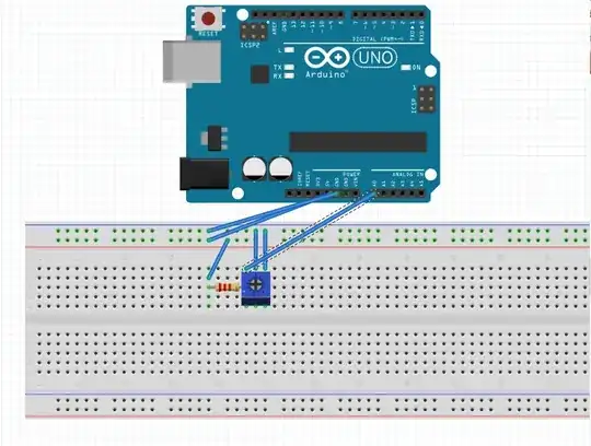 this how i have connected the circuit, but the pot is the one that i have mentioned above, i couldn't find that kind in the software, but i have made the connection this way only 