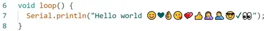 Screenshot of code with emojis rendered
