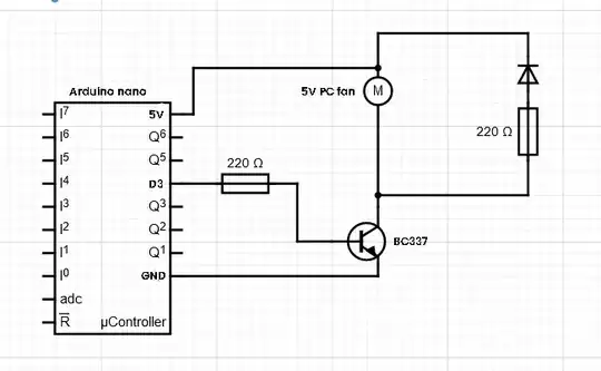Circuit of the fan connected to arduino. Fogger was hooked up the same way