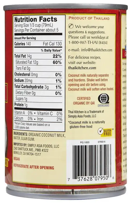 coconut milk ingredients