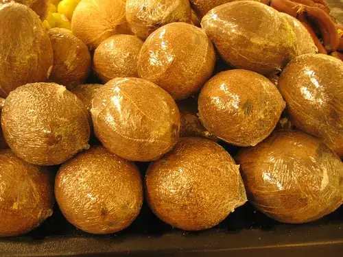 shrink wrapped coconut