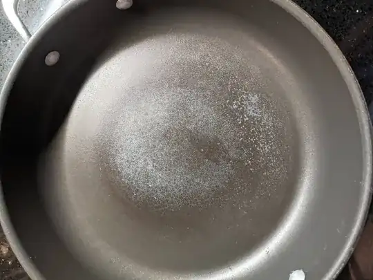 Pan with spots showing