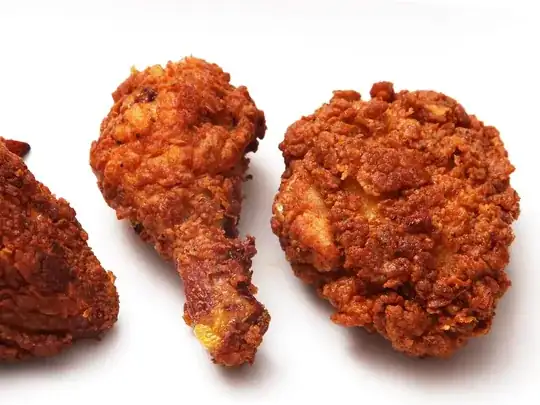 Ridged fried chicken pieces