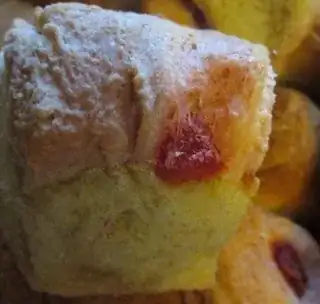 Beet rolls pink on crust, yellow inside