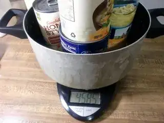 Big pan of cans