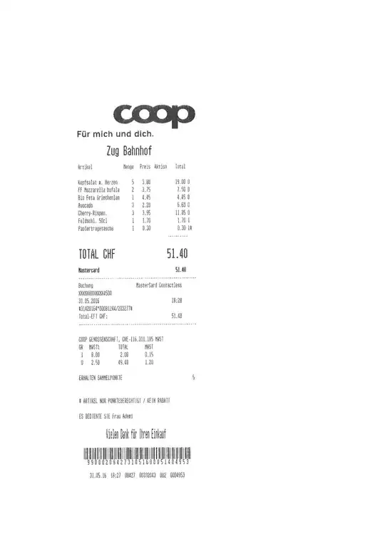 Original example receipt