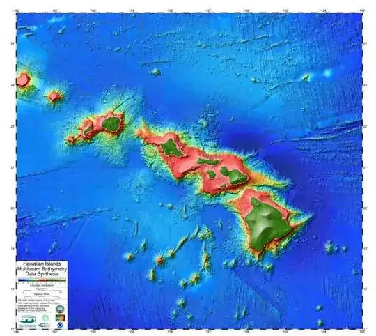 Multibeam synthesis map of the Hawaii Islands
