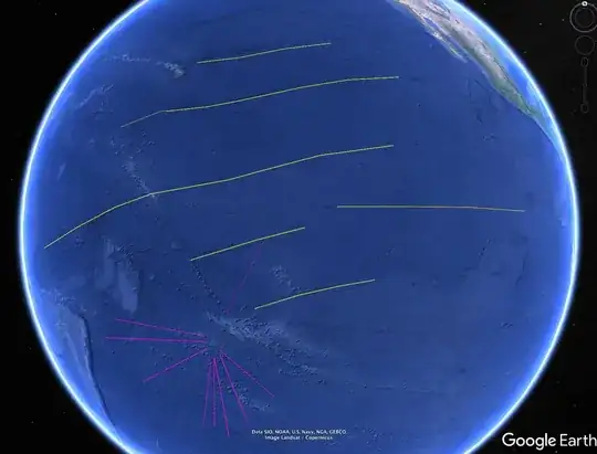 Lines found on Google Earth satellite images