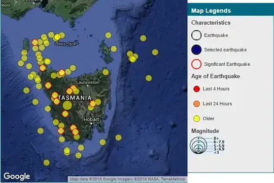 Map of earthquakes
