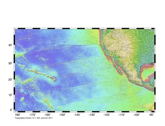 Map of seafloor around Hawaii