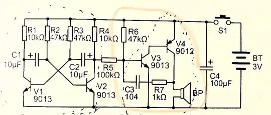 astable multivibrator coupled with complementary astable multivibrator