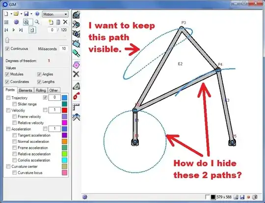 four bar mechanism with motion paths displayed