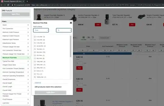 Screenshot of RS Pressure Regulators