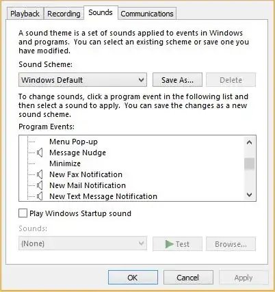 Windows Sounds Settings