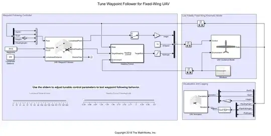 fixedWingPathFollowing from the Robotics Blockset