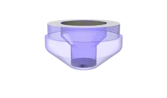 2 part nozzle with tungsten micro-bore orifice