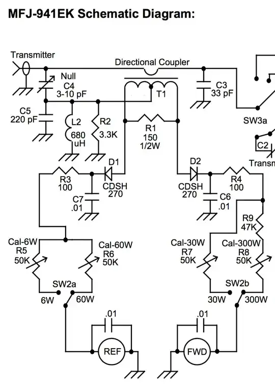 Wattmeter half of MFJ-941EK schematic diagram