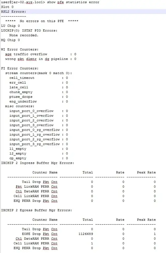 show pfe statistics error