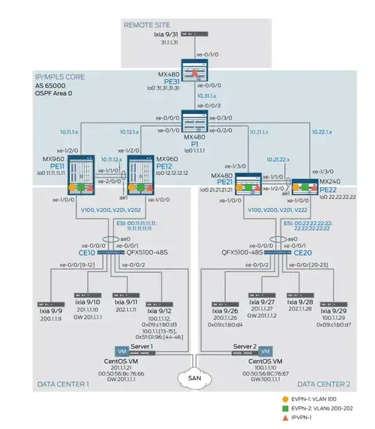 EVPN test setup