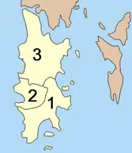 Map of  Amphoe, or the three districts of Phuket