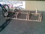 Low security wheelbender style bike rack on Macleay Island, QLD, Australia.