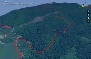 Una pista GPX importada a Blender por el complemento blender-osm.