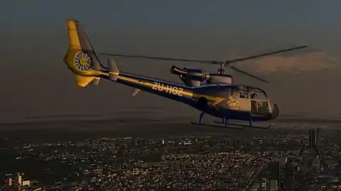 Buildings and objects in Madrid, Spain generated from OpenStreetMap data in Flightgear 2018.