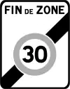B51. Sortie d'une zone à vitesse limitée à 30 km/h.