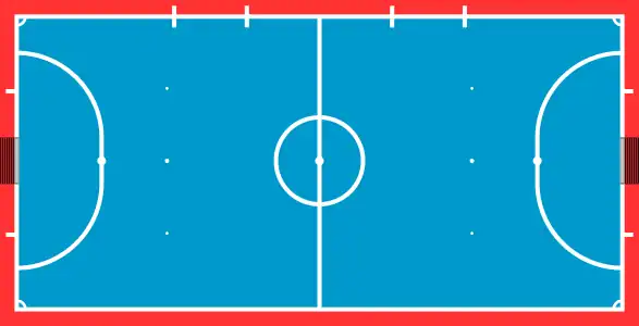 sport=futsalmin. 25m×16m, max. 42m×25m.