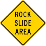 United States rock slide warning sign