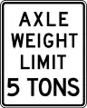 United States:maxaxleload=5 st(specify unit as short tons)