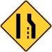 US "right lane ends" sign