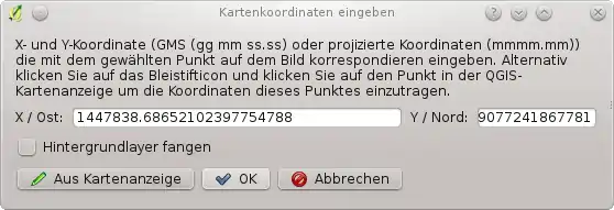 Im Kartenkoordinaten eingeben Fenster mit OK bestätigen