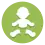 a simplistic white baby wearing a diaper on a green background